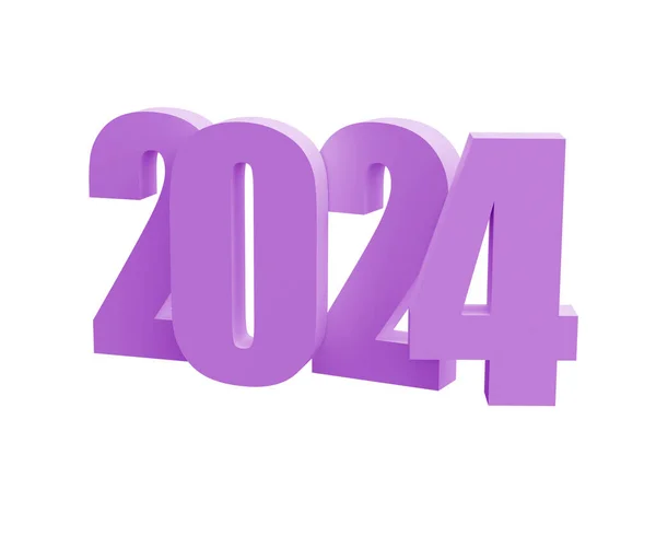 Felice Anno Nuovo 2024 Con Brillanti Numeri Lilla Con Percorso — Foto Stock