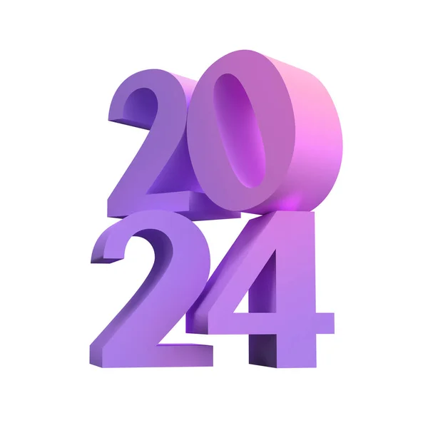 Happy New Year Christmas 2024 Shiny Lilac Numbers Clipping Path — Stock Photo, Image