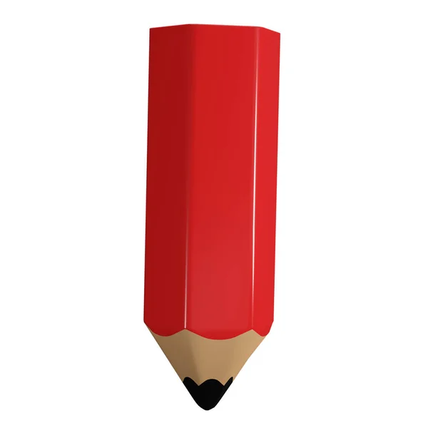 Realistic Red Pencil Icon Colored Drawing Painting Tool Education Studies — Stock Photo, Image