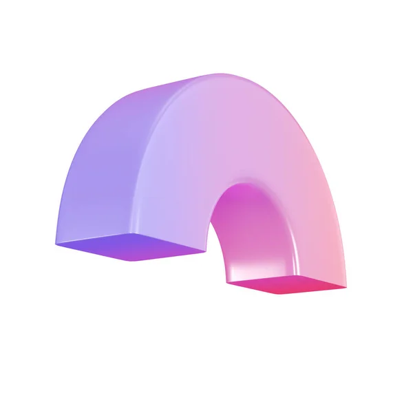 Vorm Metaal Semidonut Geometrisch Realistische Glanzende Roze Lila Gradiënt Luxe — Stockfoto