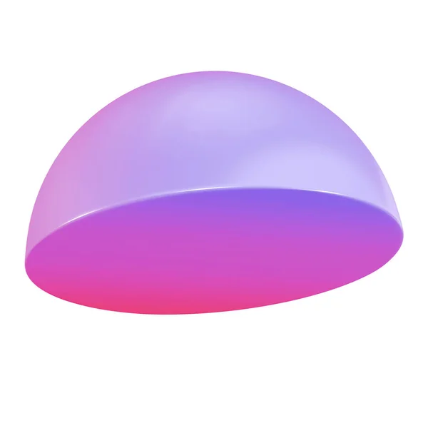 3D金属半球の幾何学的な形状 現実的な光沢のあるピンクとライラックグラデーション高級テンプレートの装飾的なデザインイラスト ミニマリスト明るい半球半分円は 孤立したラウンドモックアップを巻い — ストック写真