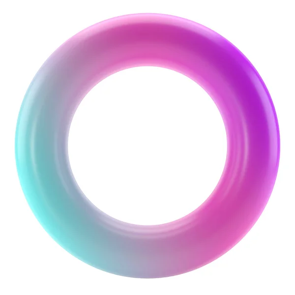 Vorm Metalen Donut Geometrisch Realistische Glanzende Turquoise Lila Gradiënt Kleur — Stockfoto