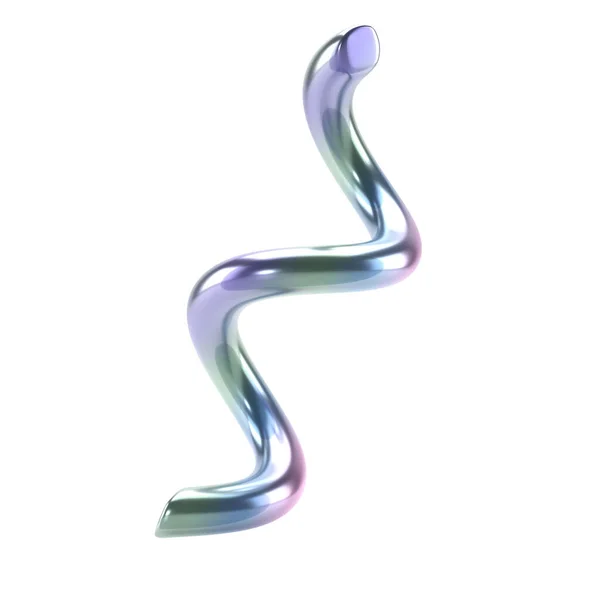 Holograficzny Abstrakcyjny Kształt Spirali Błyszczące Prymitywne Geometryczne Izolowane Ścieżką Wycinania — Zdjęcie stockowe