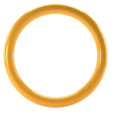 3D soyut şekil altın metal ince çörek geometrik element. Gerçekçi parlak altın rengi şablon dekoratif tasarım çizimi. Asgari nesne modellemesi kırpma yolu ile izole edildi.