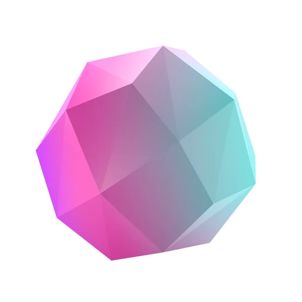 Vorm Element Polygon Bal Metaal Geometrisch Realistische Glanzende Turquoise Lila — Stockfoto