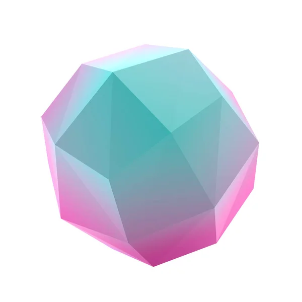 Element Polygon Ball Metalowy Kształt Geometryczny Realistyczny Błyszczący Turkusowy Liliowy — Zdjęcie stockowe