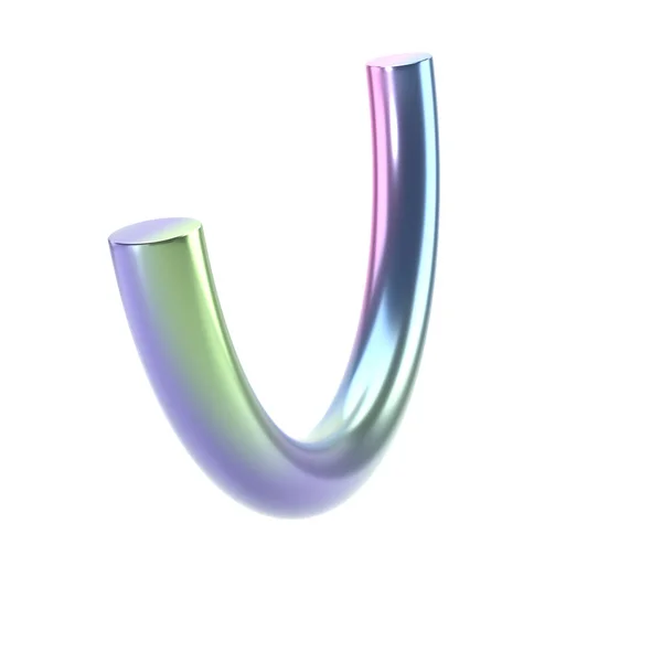 3D金属ホログラフィック形状抽象半導体 クリッピングパスで分離された光沢のある幾何学的原始オブジェクト 虹色の流行のデザイン — ストック写真