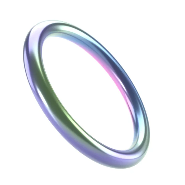 Maken Vorm Metallic Holografische Abstracte Ring Glanzend Geometrische Primitieve Object — Stockfoto