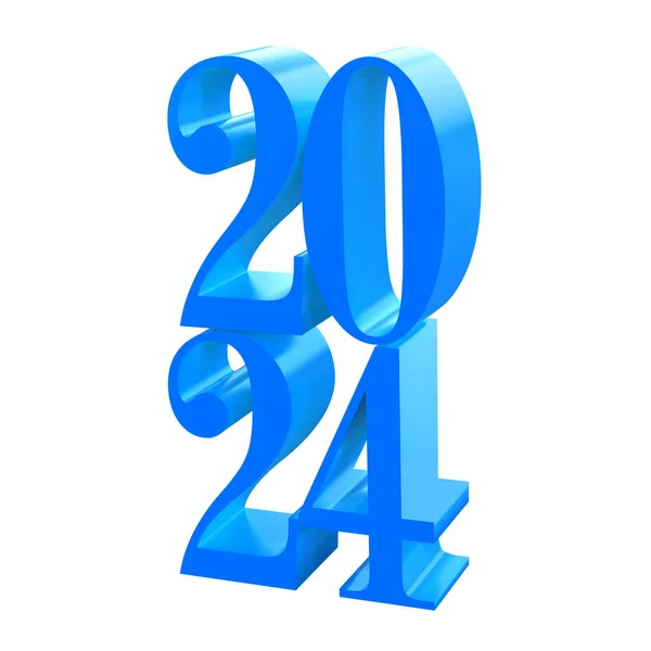 新年快乐2024与闪亮的3D蓝色数字与快捷方式 节日庆祝设计 日历和贺卡的额外内容 — 图库照片