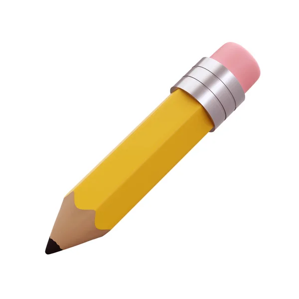 写实主义铅笔与橡皮3D图标 用于教育和学习的彩色绘图和绘画工具 办公用品 大学或学院设计 — 图库照片
