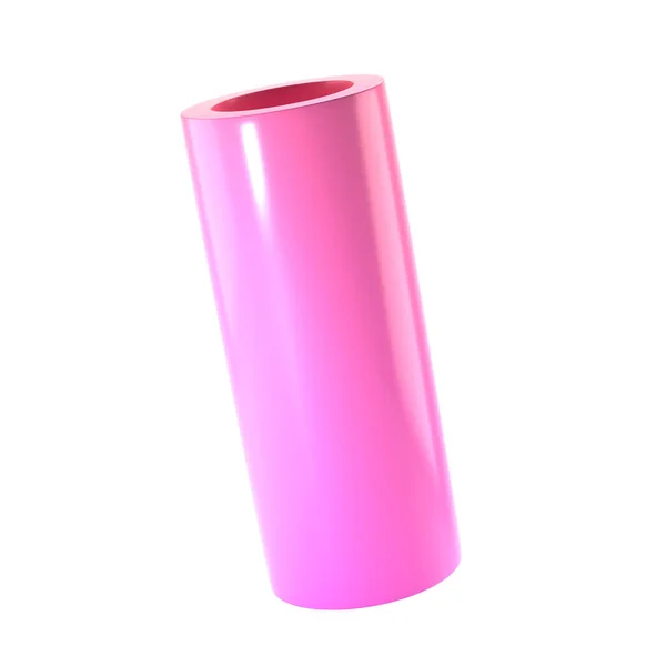 Tubo Metallico Forma Realistica Illustrazione Geometrica Rosa Lucido Modello Gradiente — Foto Stock