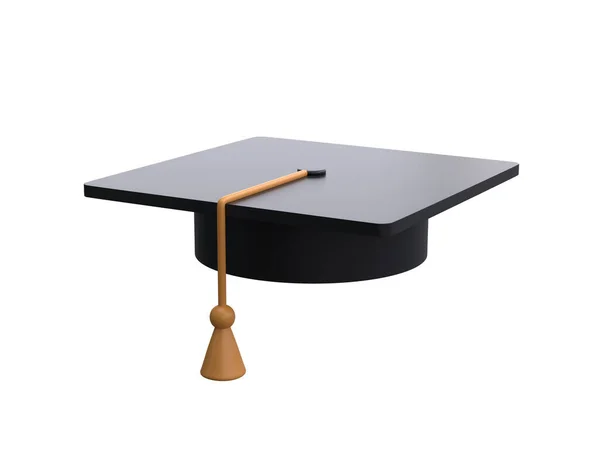 Graduation University College Black Cap Realistic Illustration Isolated Clipping Path — Stock Photo, Image