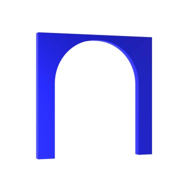 Kesme yolu ile izole 3D koyu mavi gerçekçi kemer sahnesi. Mimari yapı Minimal Duvar Model Ürün Sahne Şovu, Reklam Ürünleri için Modern Asgari Asgari Çizim