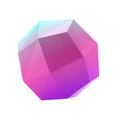 3D element soyut çokgen top metal geometrik şekli. Gerçekçi parlak turkuaz ve eflatun desenli dekoratif tasarım çizimi. Minimalist parlak daire hacimli model izole edildi