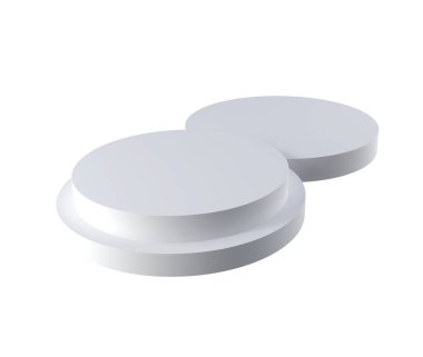 Minimalist yuvarlak podyum ve sahne ile soyut arkaplan kompozisyonu, illüstrasyon ürün gösterimi için geometri platformunun şeklini taklit eder. kırpma ile beyaz arkaplanda izole