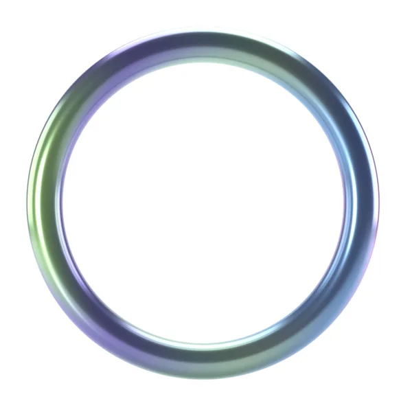 Визуализирует Металлическое Голографическое Абстрактное Кольцо Глянцевый Геометрический Примитивный Объект Круглый — стоковое фото