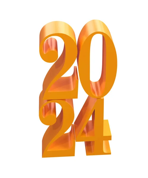 Happy New Year 2024 Shiny Golden Numbers Clipping Path Holiday — Stock Photo, Image