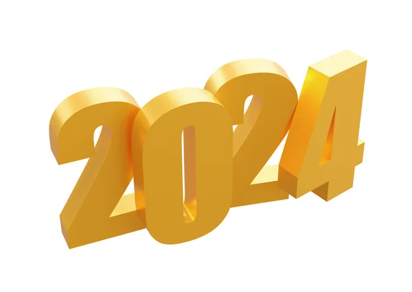 Szczęśliwego Nowego Roku 2024 Błyszczącymi Złotymi Numerami Ścieżką Wycinania Świąteczne — Zdjęcie stockowe