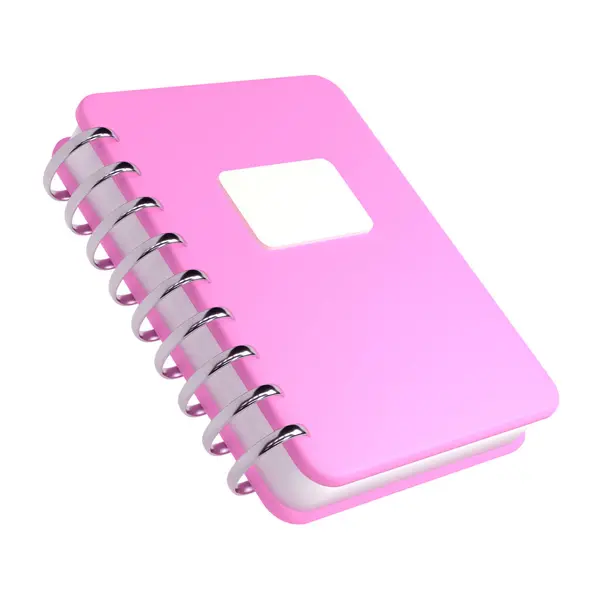 Pink Cute Empty Office Notepad School Stationery Isolated Background Clipping — Stock Photo, Image