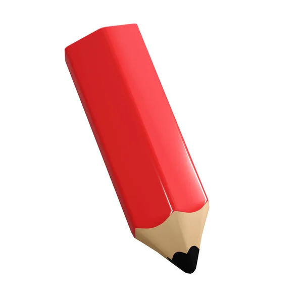 Realisztikus Piros Ceruza Írószer Iskolai Ikonhoz Színes Rajz Festészet Eszköz — Stock Fotó