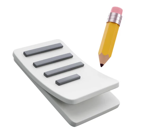Biały Arkusz Papieru Pociągnięciami Ikoną Logo Ołówka Zarządzanie Efektywne Prace — Zdjęcie stockowe