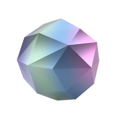 3D element soyut çokgen top metal geometrik şekli. Gerçekçi parlak gradyan şablon dekoratif tasarım çizimi. Minimalist parlak daire hacimli maket yolu ile izole edilmiş..