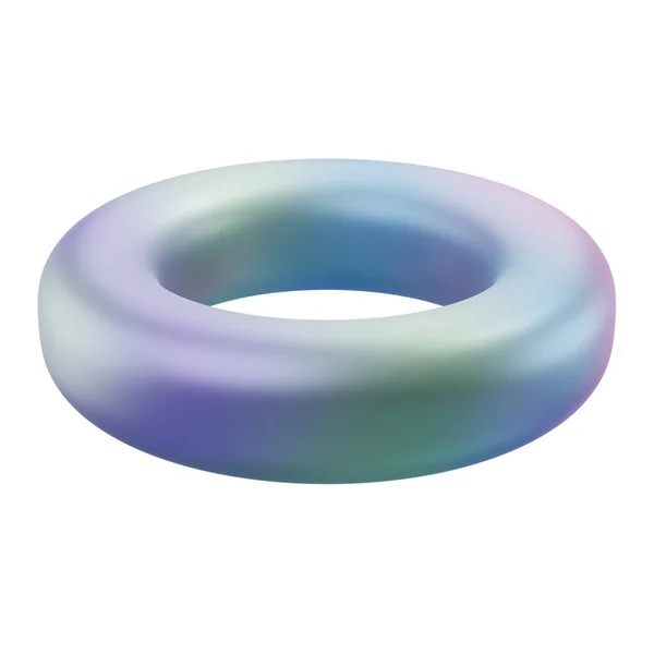 Soyut Şekilli Metal Donut Geometrik Gerçekçi Parlak Renk Değişkeni Dekoratif — Stok fotoğraf