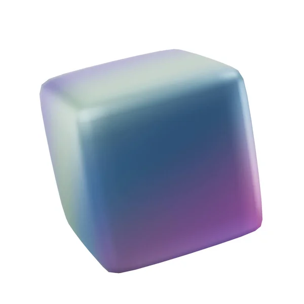 Bloc Objet Métal Cube Forme Géométrique Abstraite Modèle Luxe Dégradé — Photo