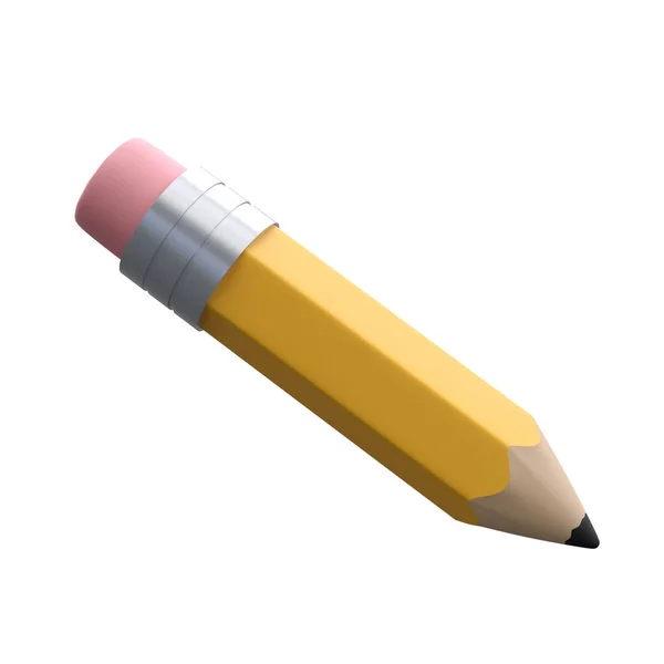 现实的铅笔与橡皮3D图标文具在学校 用于教育和学习的彩色绘图和绘画工具 办公用品 大学或 — 图库照片