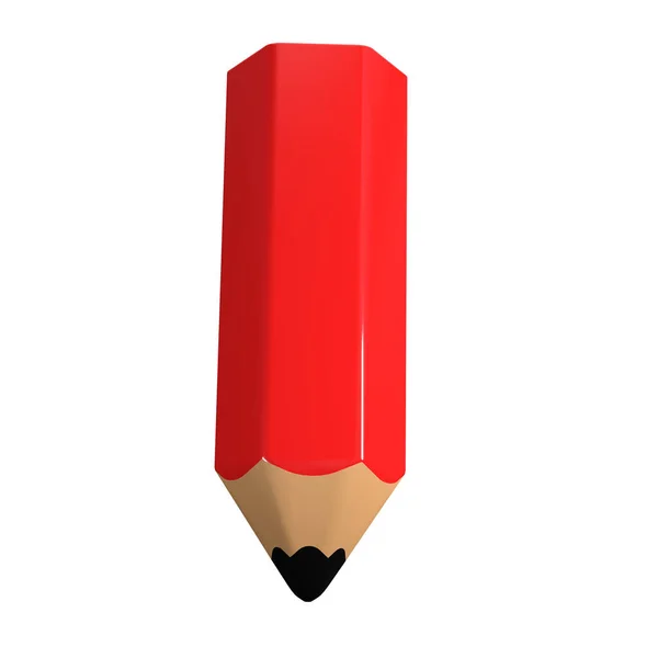 Realistisch Rood Potlood Briefpapier Voor School Icoon Gekleurde Teken Schilderstool — Stockfoto