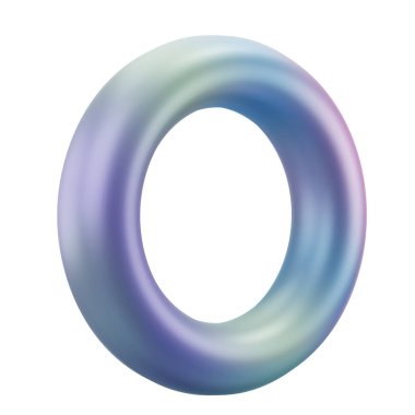 3D soyut şekilli metal donut geometrik. Gerçekçi parlak renk değişkeni, dekoratif tasarım çizimi. Kırpma yolu ile izole edilmiş minimalist parlak model.