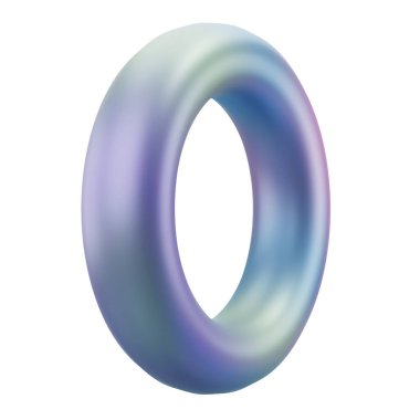 3D soyut şekilli metal donut geometrik. Gerçekçi parlak renk değişkeni, dekoratif tasarım çizimi. Kırpma yolu ile izole edilmiş minimalist parlak model.