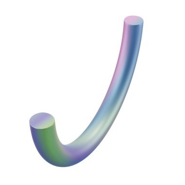 Üç boyutlu soyut şekil, geometrik metali yarılamak. Gerçekçi parlak gradyan şablon dekoratif tasarım çizimi. Minimalist parlak yarı halka maketi kırpma yolu ile izole edildi.