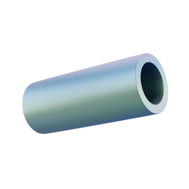 3 boyutlu metalik boru. Gerçekçi geometrik parlak eğimli şablon tasarımı çizimi. Kırpma yolu ile izole edilmiş minimalist model.