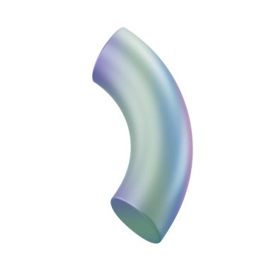 Üç boyutlu şekilli çeyrek çörekli soyut geometrik metal. Gerçekçi parlak gradyan şablon dekoratif tasarım çizimi. Minimalist parlak donut modeli kırpma yolu ile izole edildi.