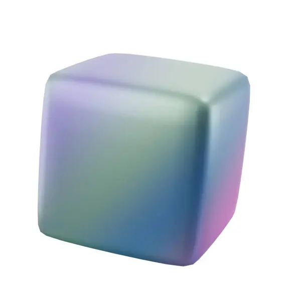 Bloc Objet Métal Cube Forme Géométrique Abstraite Modèle Luxe Dégradé — Photo