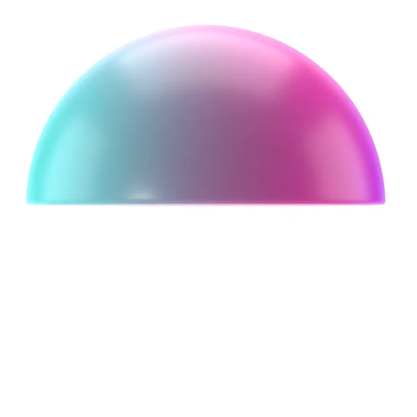 Élément Semi Sphère Métal Forme Géométrique Modèle Réaliste Turquoise Brillant — Photo