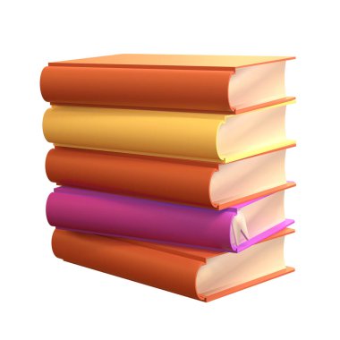 3 Boyutlu Kapalı Kitap Yığını kırpma yolu ile izole edilmiş simge. Eğitim ya da İş Edebiyatı Hazırla. Okuma, E-kitap, Edebiyat, Ansiklopedi, Ders Kitabı Çizimleri.