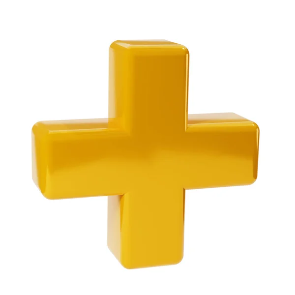 Третья Желто Золотая Иконка Знаком Плюс Декоративный Арифметический Элемент Образовательная — стоковое фото