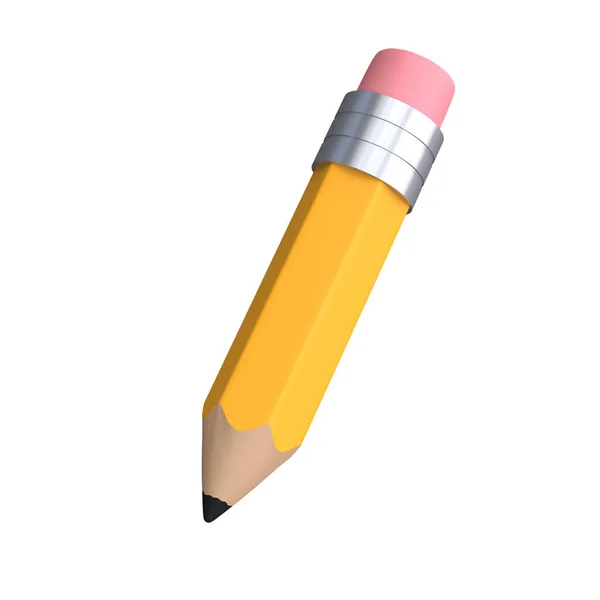 现实的铅笔与橡皮3D图标文具在学校 用于教育和学习的彩色绘图和绘画工具 办公用品 大学或 — 图库照片