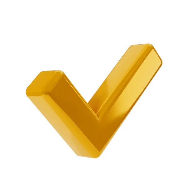 Icono Oro Ilustración Marca Verificación Garrapata Oro Vista Isométrica Elemento — Foto de Stock