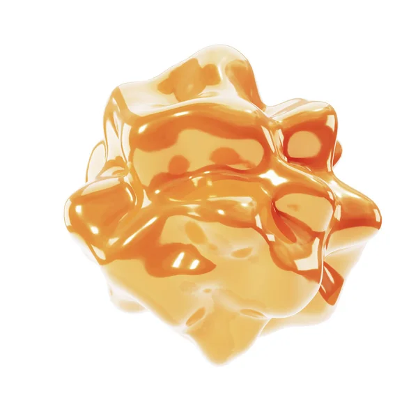 Forma Abstrato Líquido Dourado Com Elemento Esférico Ilustração Realista Substância — Fotografia de Stock