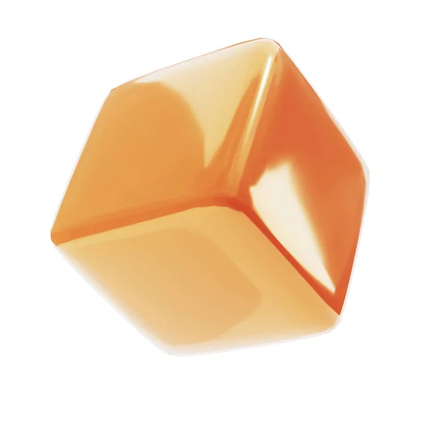 Objet Bloc Forme Géométrique Abstraite Cube Doré Modèle Luxe Brillant — Photo