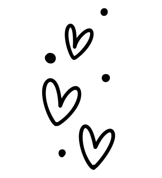 Vector Abstract Hand Drawn Texture Cute Cartoony Hearts Love Expression — Stock Vector