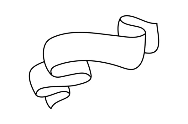 Lilac Ribbon Banner Icon Web Design Element Hand Drawn Vector — Stock Vector