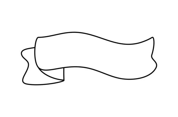 Black Monoline Ribbon Line Banner Icon Web Design Element Hand — Stock Vector
