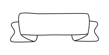 Leylak kurdele bayrak simgesi, web tasarım unsuru. El çizimi vektör çizimi. İş metniniz, tebrik kartınız ve tatil kopyalarınız için yer.