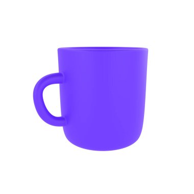 3D gerçekçi menekşe kupa ikonu tasarımı. Mock Up için tasarım şablonu. beyaz arkaplanda kırpma yolu ile izole bir mat etkisi ile seramik temiz kupa.