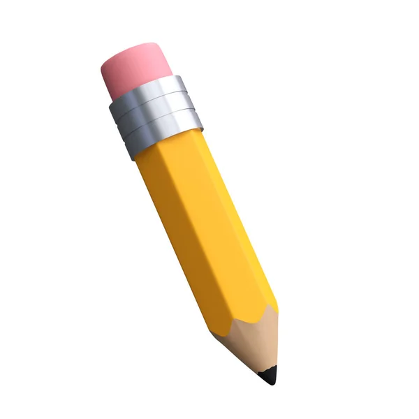 现实的铅笔与橡皮3D图标文具在学校 用于教育和学习的彩色绘图和绘画工具 办公用品 大学或学院设计 — 图库照片