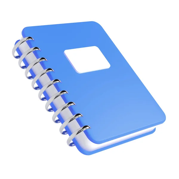 Blauw Schattig Leeg Notitieblok Boek Briefpapier Voor School Geïsoleerde Achtergrond — Stockfoto